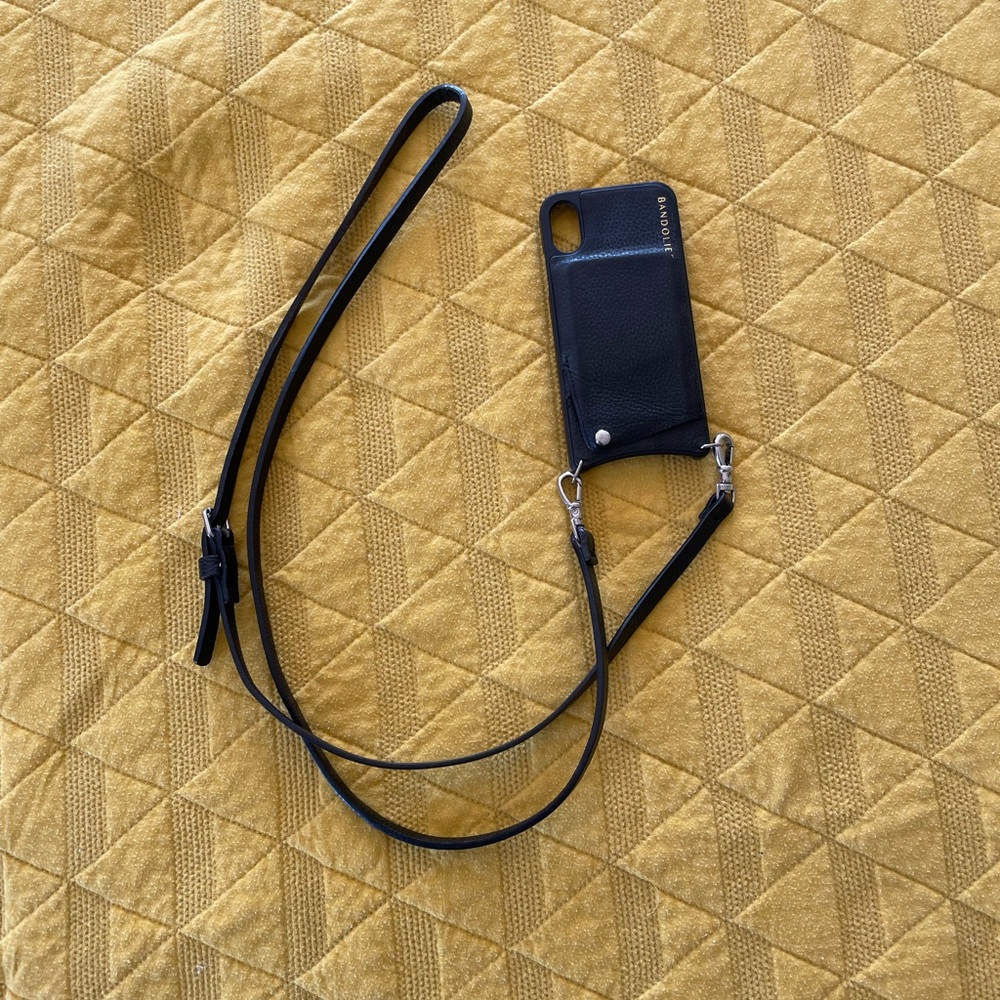 Black Bandolier phone case with cross-body strap